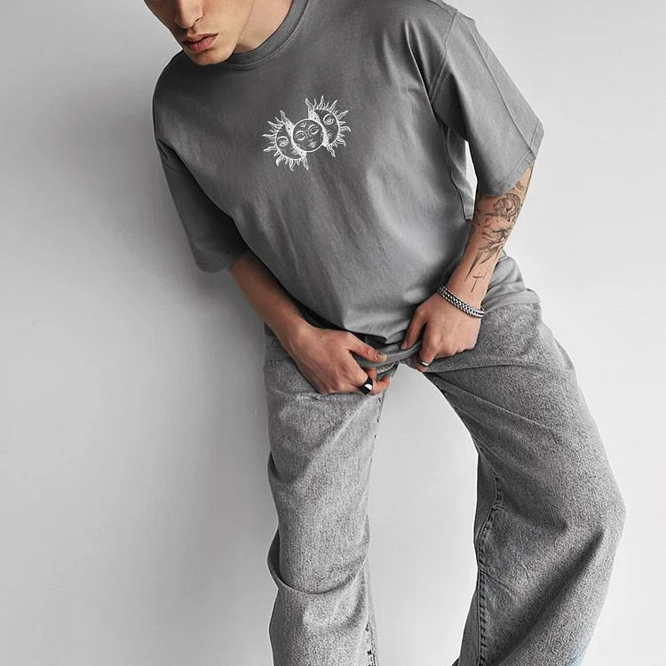Oversize Sun Moon Stars Tee - DUVAL
