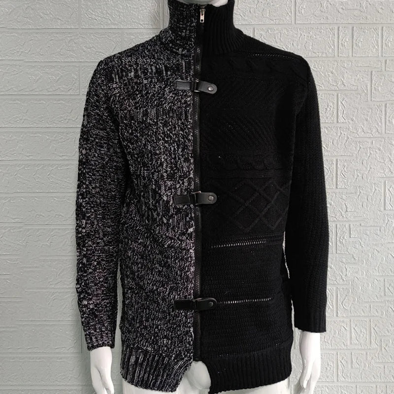 Trendy Paneled Knitted Sweater Jacket - DUVAL