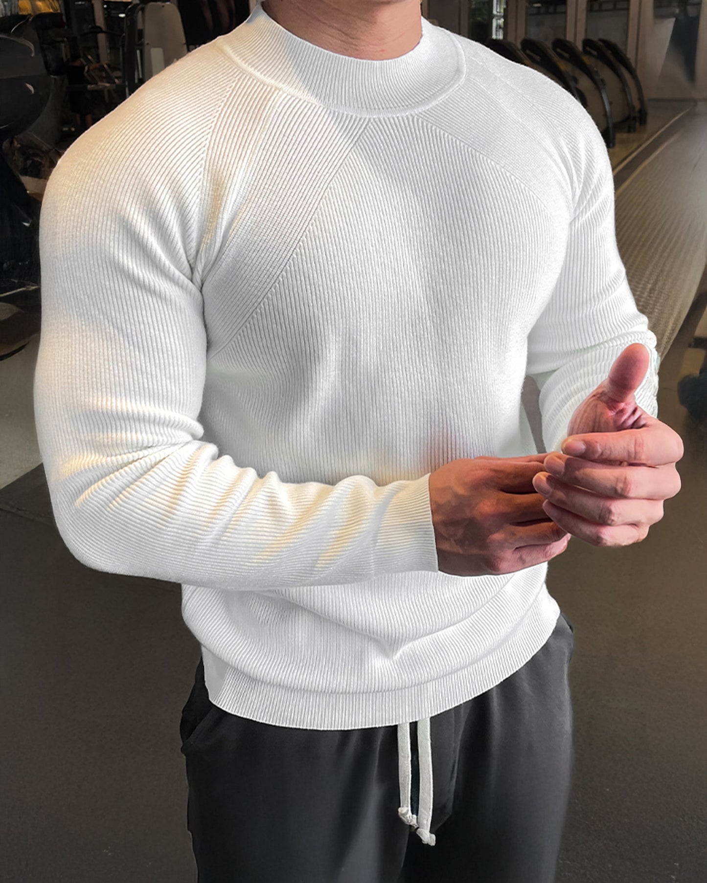 Apex Muscle Fit Ribbed Pullover Sweater Shirt