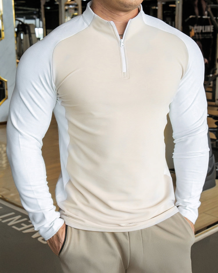 Shoulder Cut Quarter Zip Pullover Long Sleeve