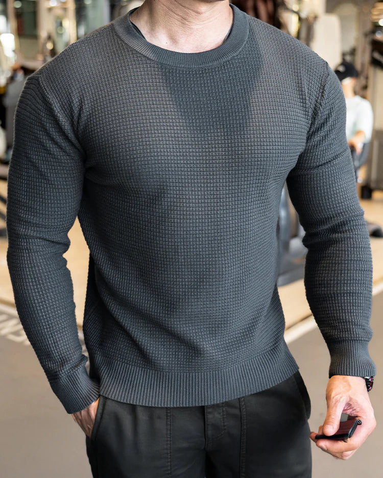 Textured Knit Crew Neck Long Sleeve