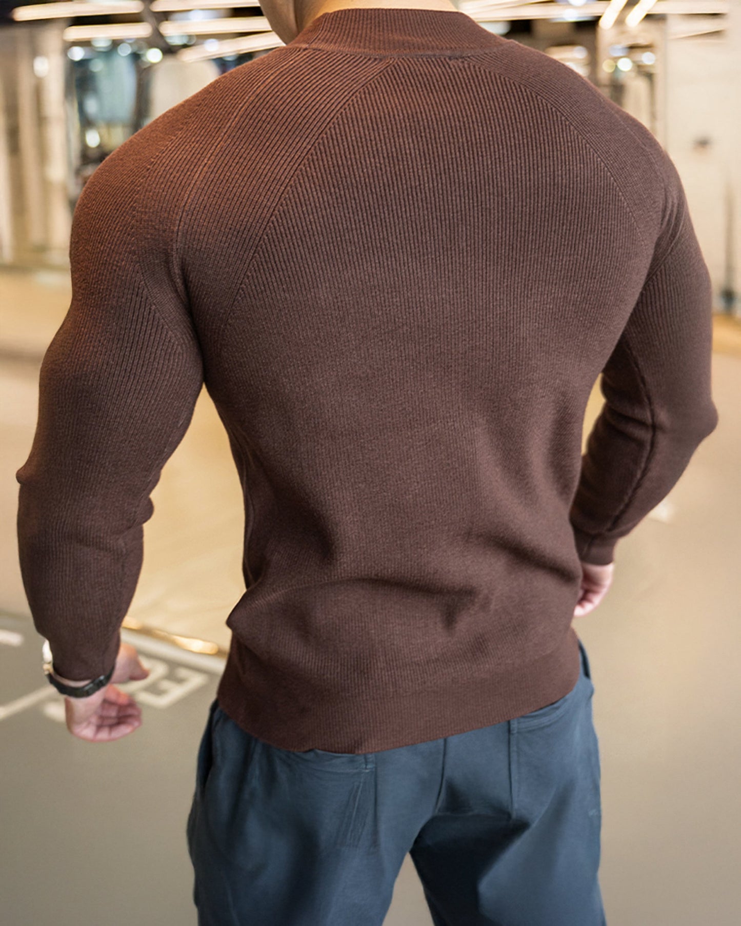 Apex Muscle Fit Ribbed Pullover Sweater Shirt