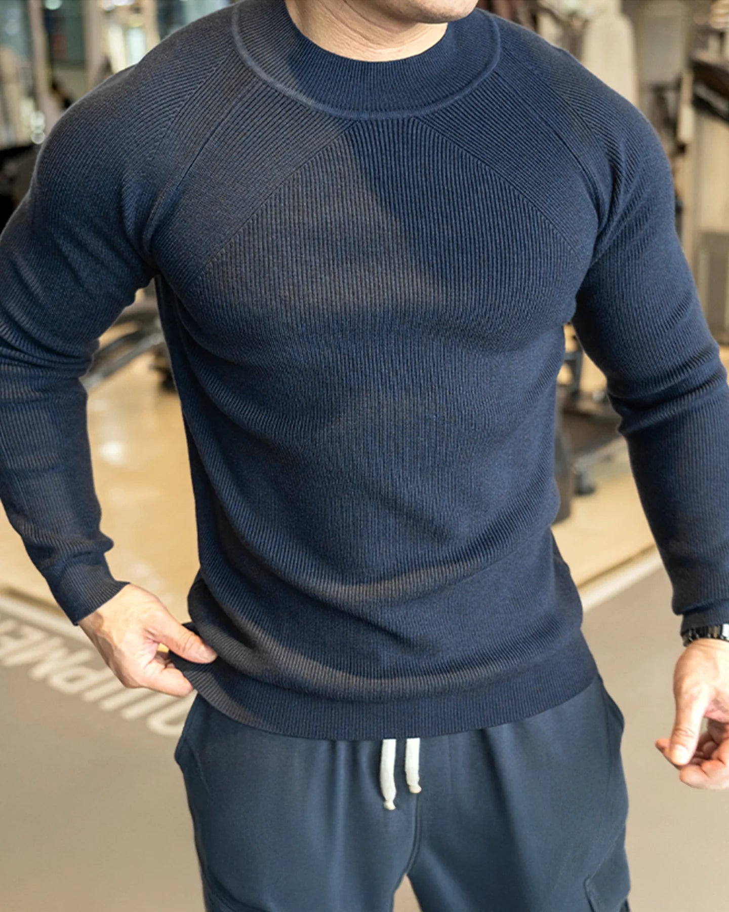 Apex Muscle Fit Ribbed Pullover Sweater Shirt