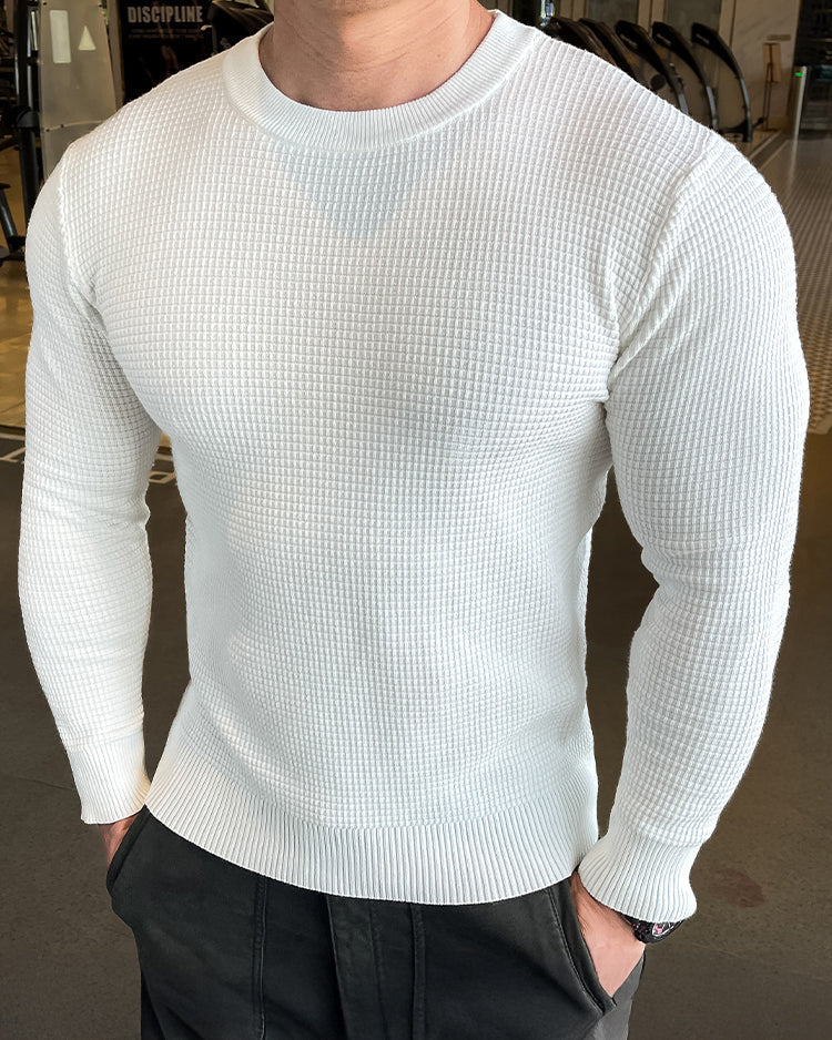 Textured Knit Crew Neck Long Sleeve