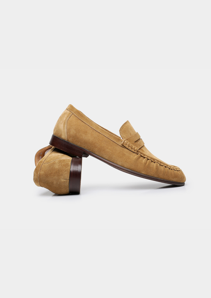 Caramel Classic Penny Suede Loafers