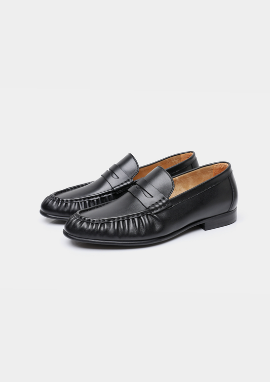 Black Classic Penny Leather Loafers