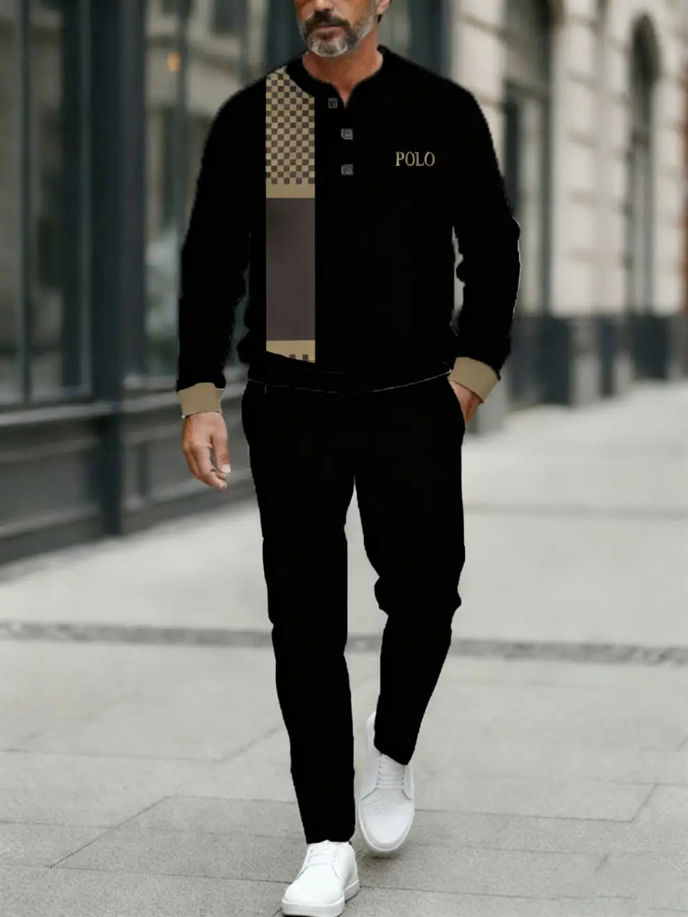 Long Sleeve Long Pants Button Two-Piece Set - DUVAL