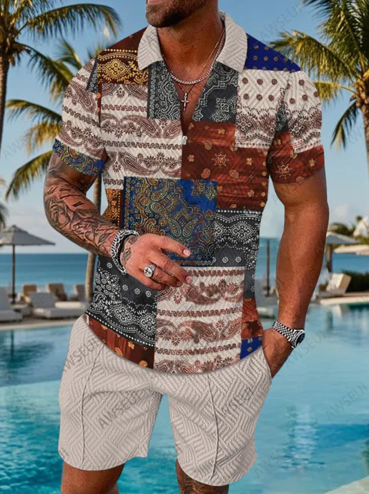 Polo Short Sleeve Zipper Two-Piece Set