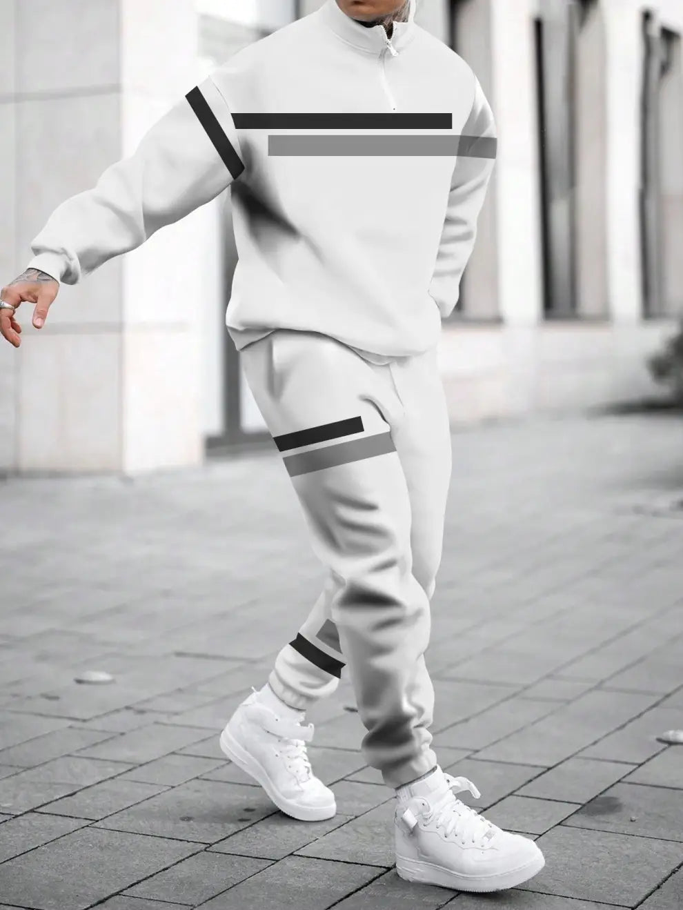 Relaxed Zipper Long Sleeve Two Piece Set - DUVAL