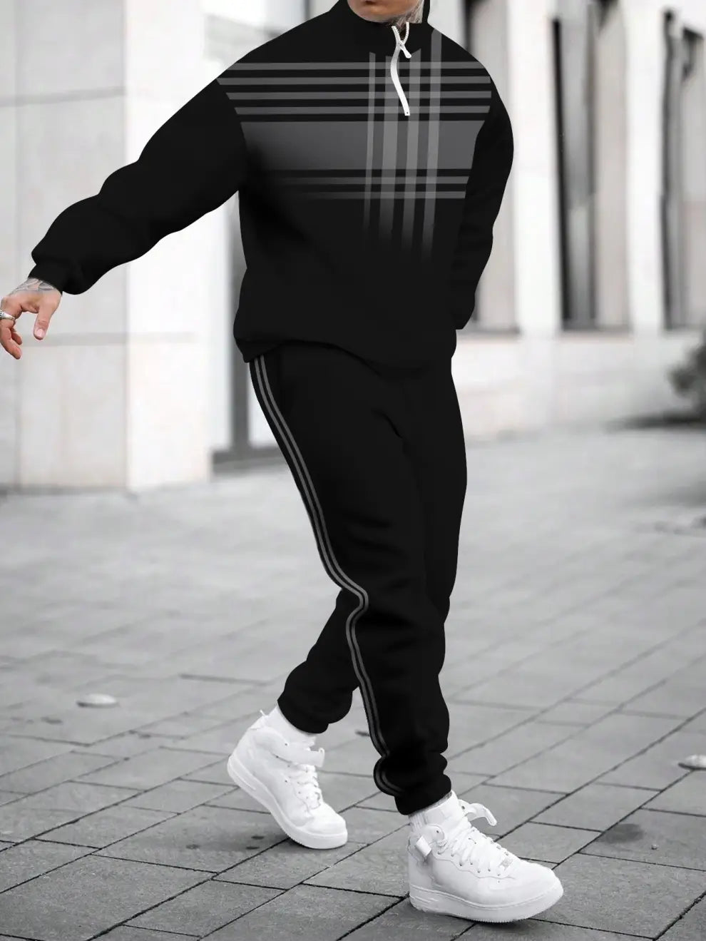 Relaxed Zipper Long Sleeve Two Piece Set - DUVAL