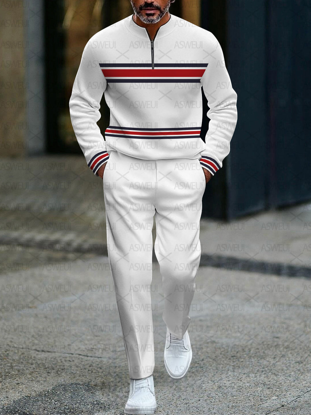 Zipper Long Sleeve Long Pants Two-Piece Set - DUVAL