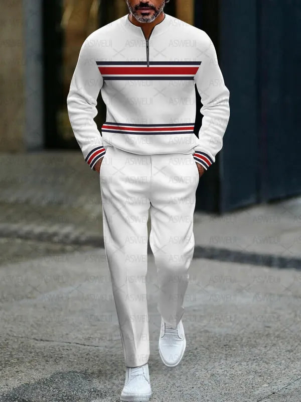 Zipper Long Sleeve Long Pants Two-Piece Set - DUVAL