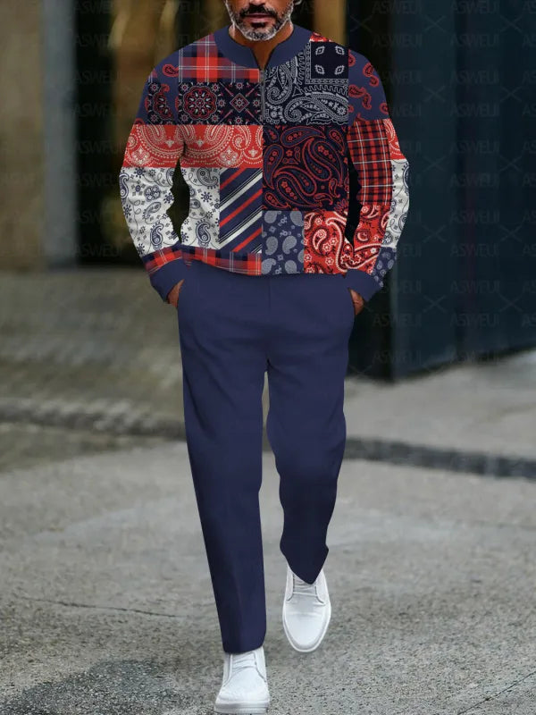 Zipper Long Sleeve Long Pants Two-Piece Set