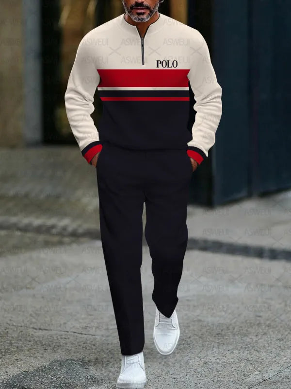 Zipper Long Sleeve Long Pants Two-Piece Set