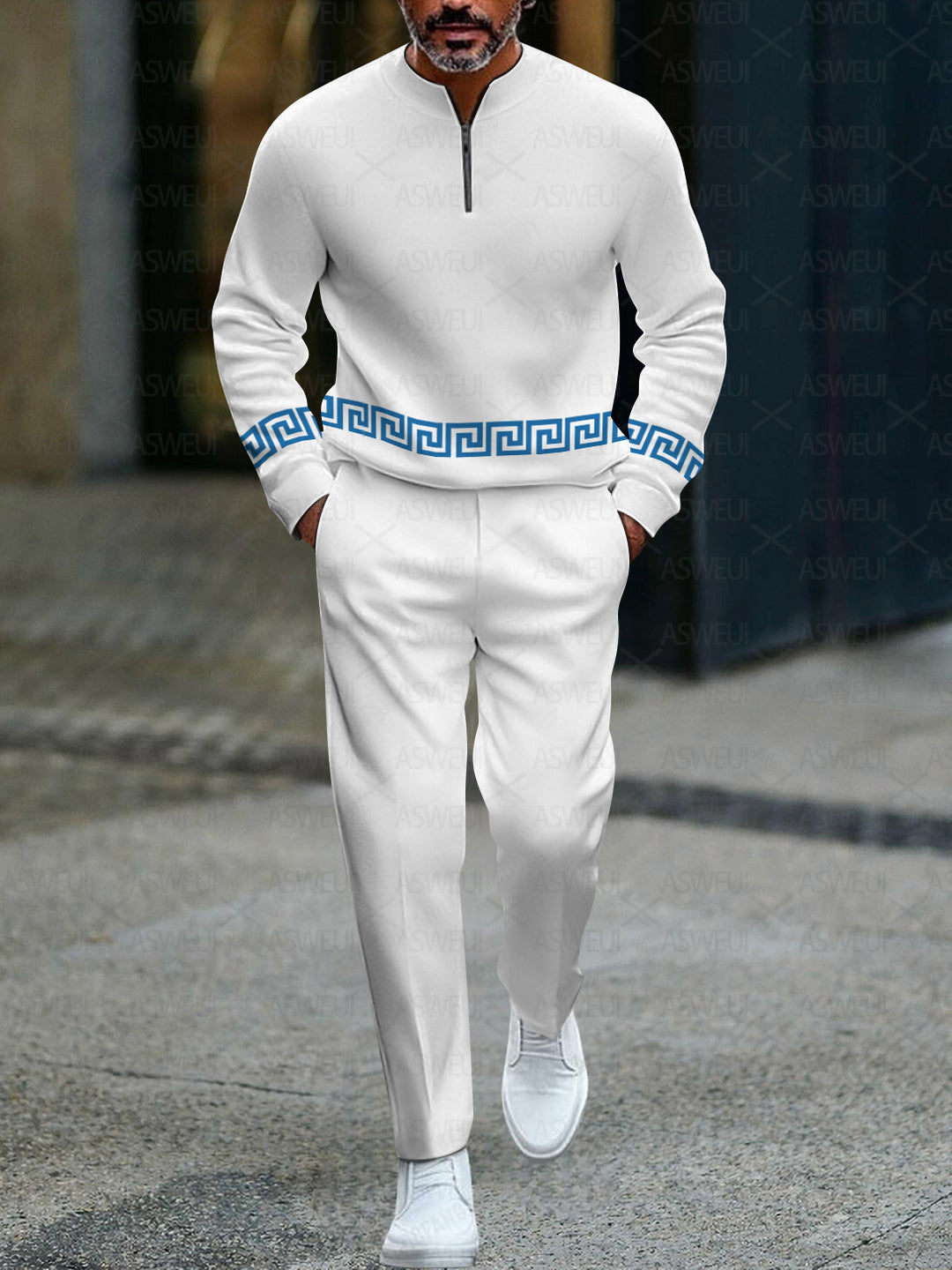 Zipper Long Sleeve Long Pants Two-Piece Set - DUVAL
