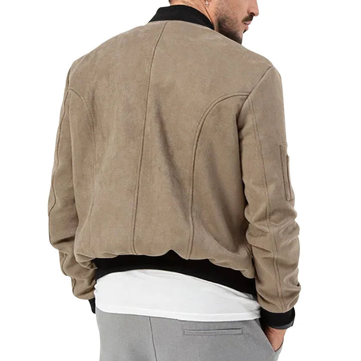Suede Stand Collar Button Jacket - DUVAL