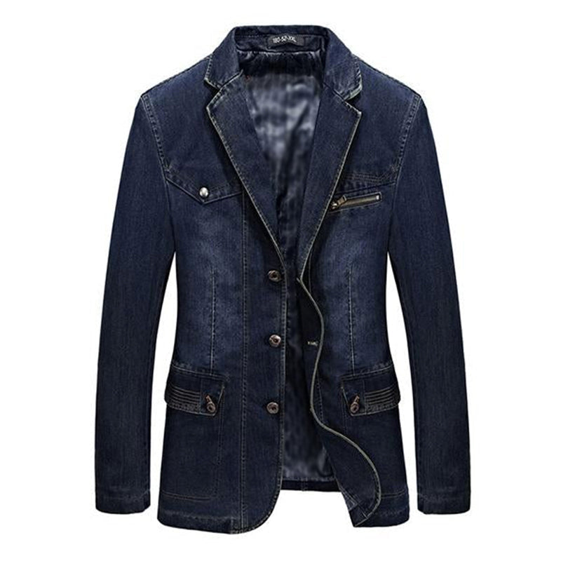 Lapel Casual Single Breasted Denim Blazer