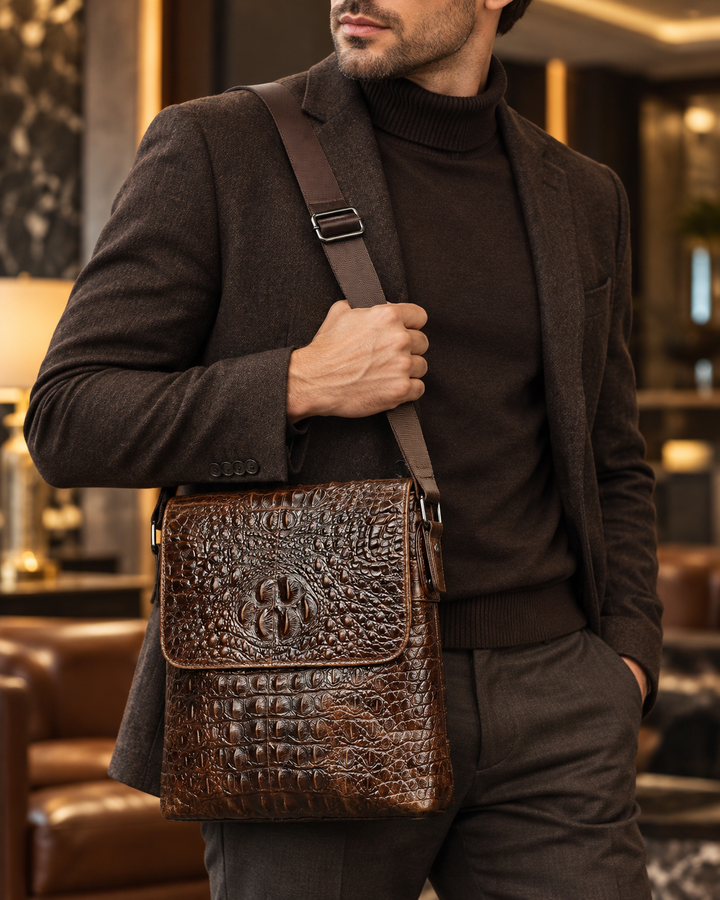 The Zurich 28 — Crocodile Crossbody Bag | Brown