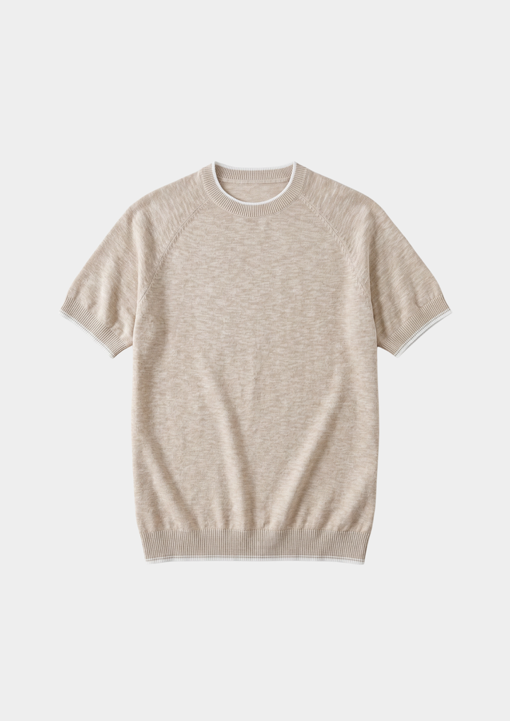 Capri Beige Linen Contrast T-Shirt