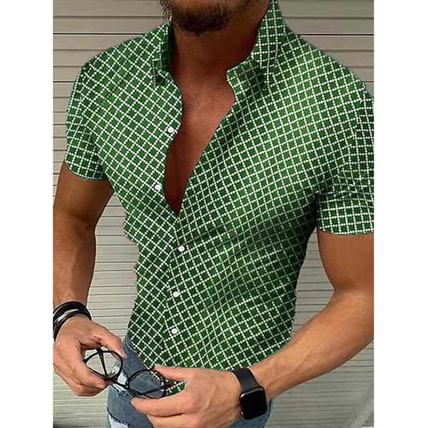 Casual Printed Lapel Short Sleeve Shirt