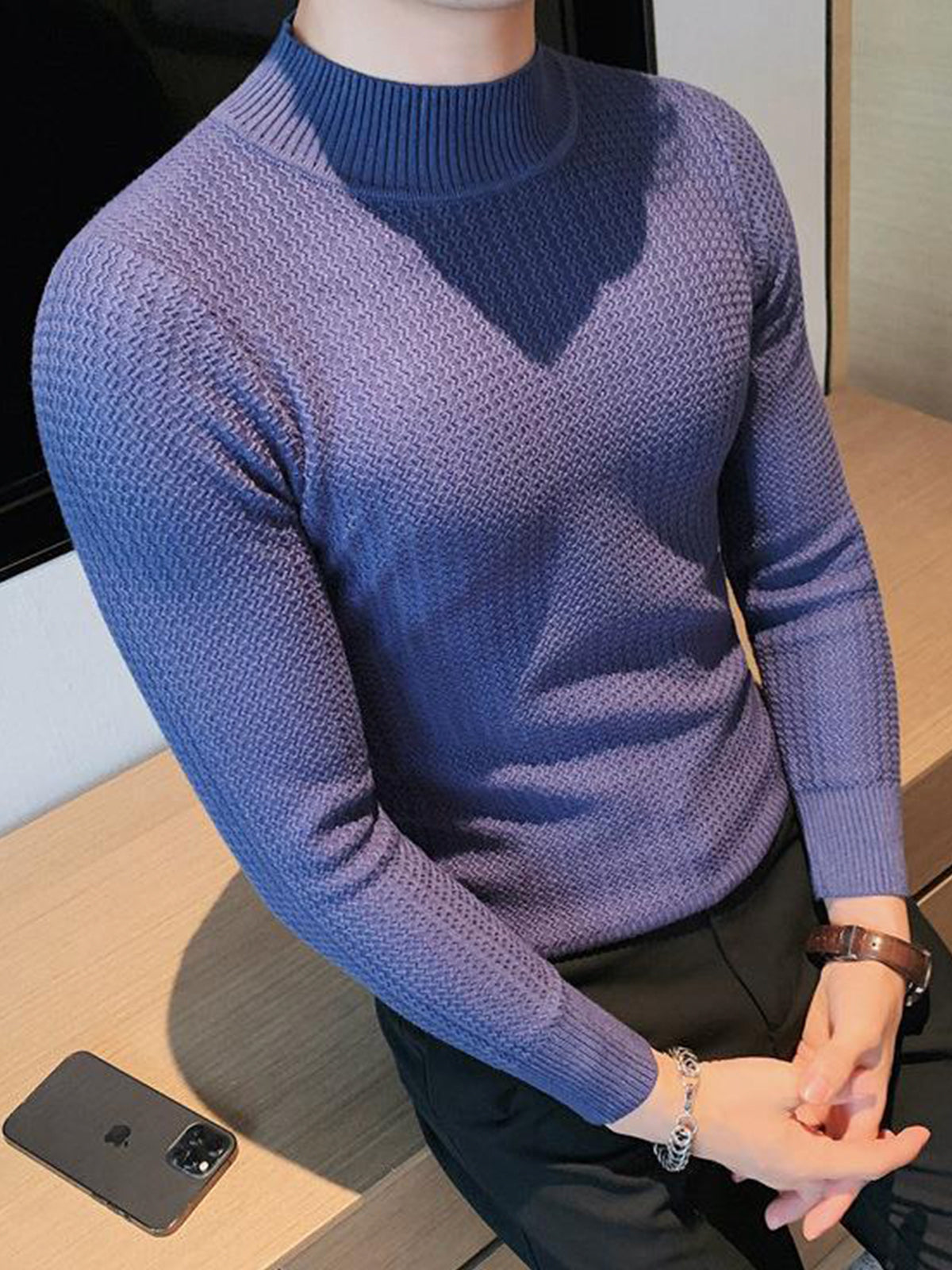 Mock-Neck Texture Baselayer Sweater