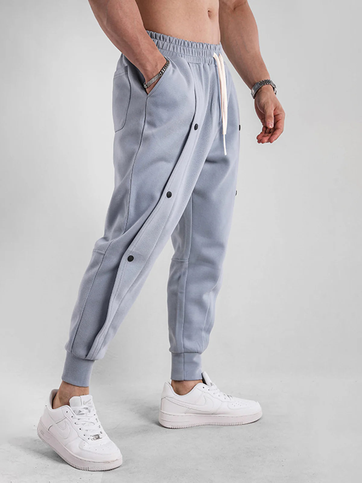 Loose Fit Tapered Sweatpant Button Jogger