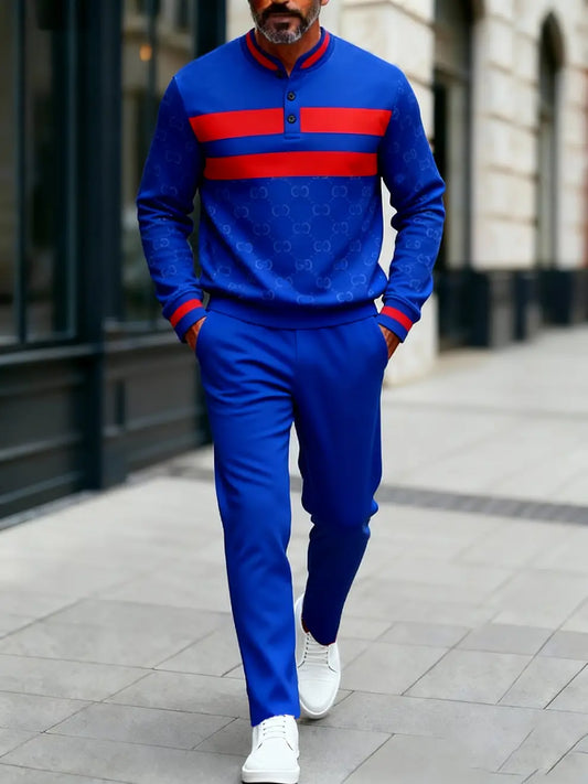 Long Sleeve Long Pants Button Two-Piece Set - DUVAL