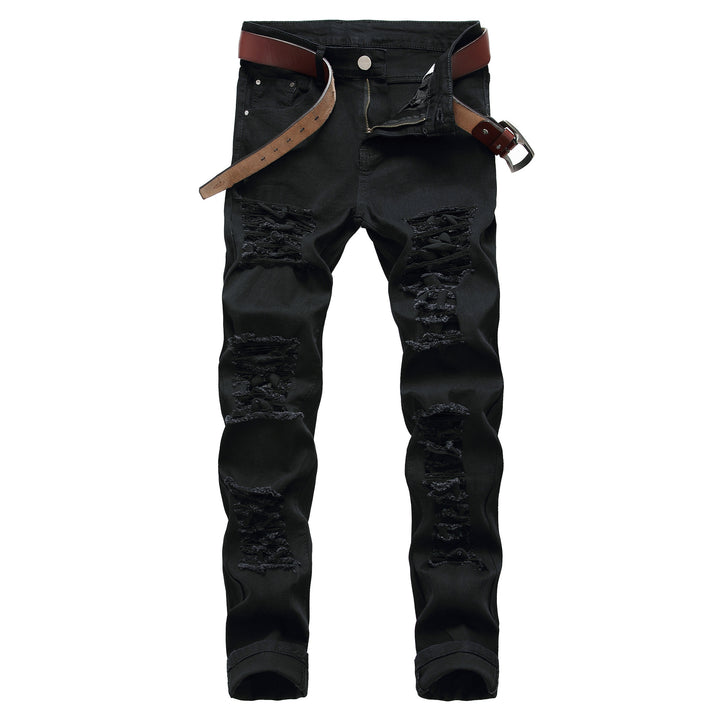 Cotton Ripped Straight Leg Jeans - DUVAL