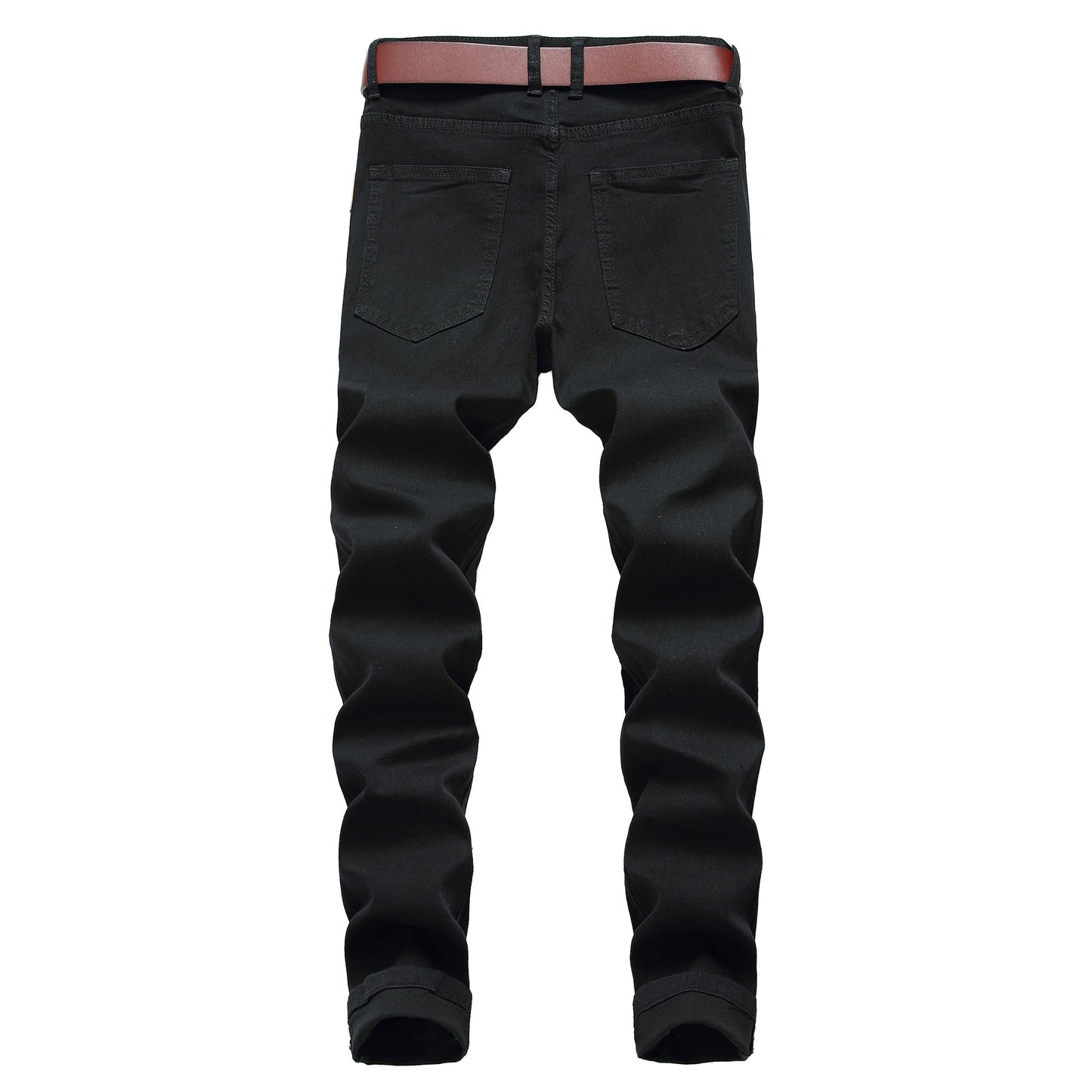 Men Cotton Ripped Straight Leg Jeans