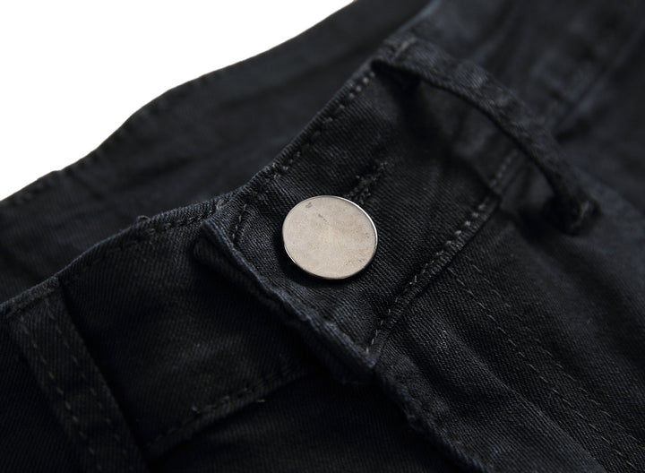 Cotton Ripped Straight Leg Jeans - DUVAL