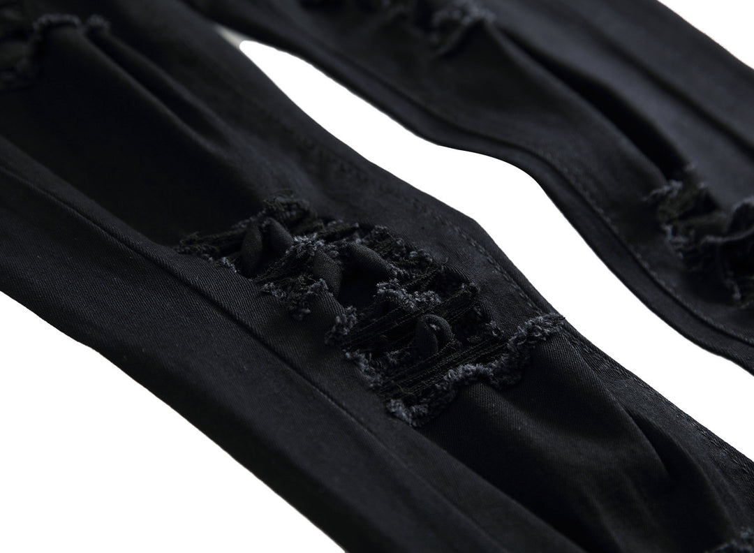 Cotton Ripped Straight Leg Jeans - DUVAL