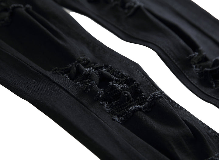 Cotton Ripped Straight Leg Jeans - DUVAL