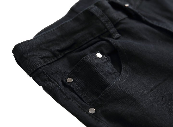 Cotton Ripped Straight Leg Jeans - DUVAL