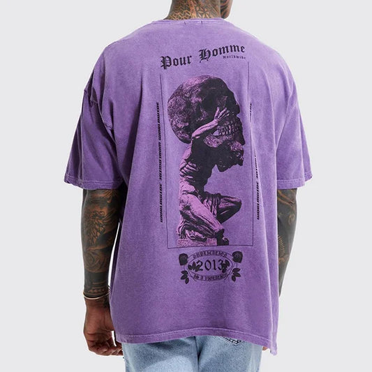 Oversized Street Print Casual T-Shirt Purple
