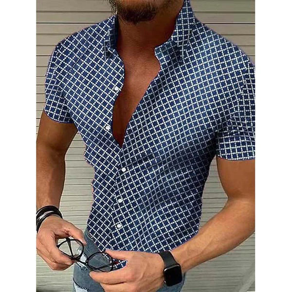 Casual Printed Lapel Short Sleeve Shirt