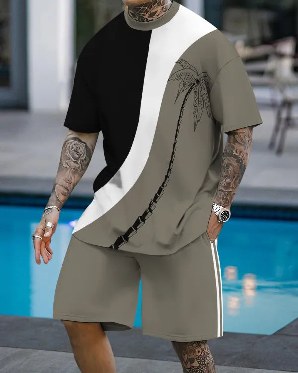 Short Sleeve Casual Two-piece Set - DUVAL