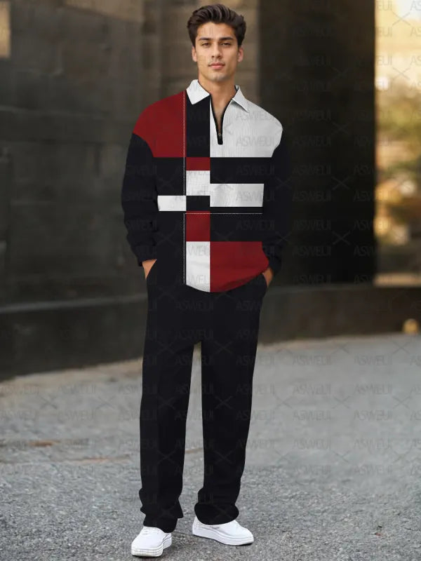 Long Sleeve Zipper Two-piece Set - DUVAL