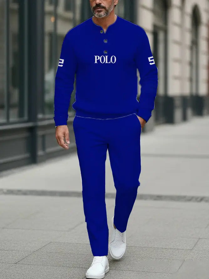 Long Sleeve Long Pants Button Two-Piece Set - DUVAL