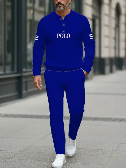 Long Sleeve Long Pants Button Two-Piece Set - DUVAL