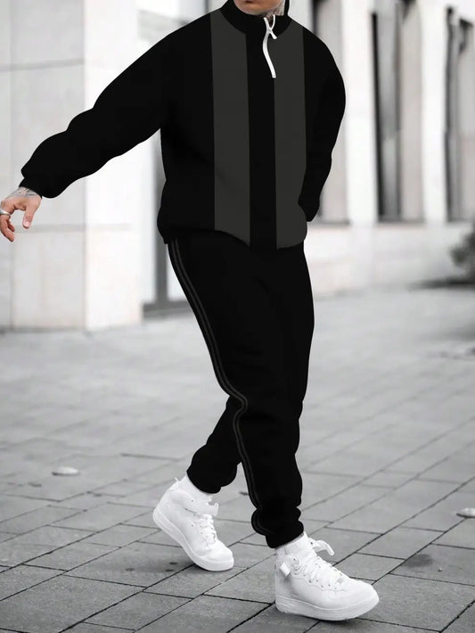 Relaxed Zipper Long Sleeve Two Piece Set