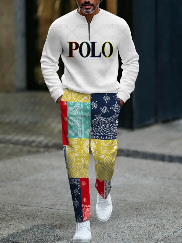 Zipper Long Sleeve Long Pants Two-Piece Set - DUVAL