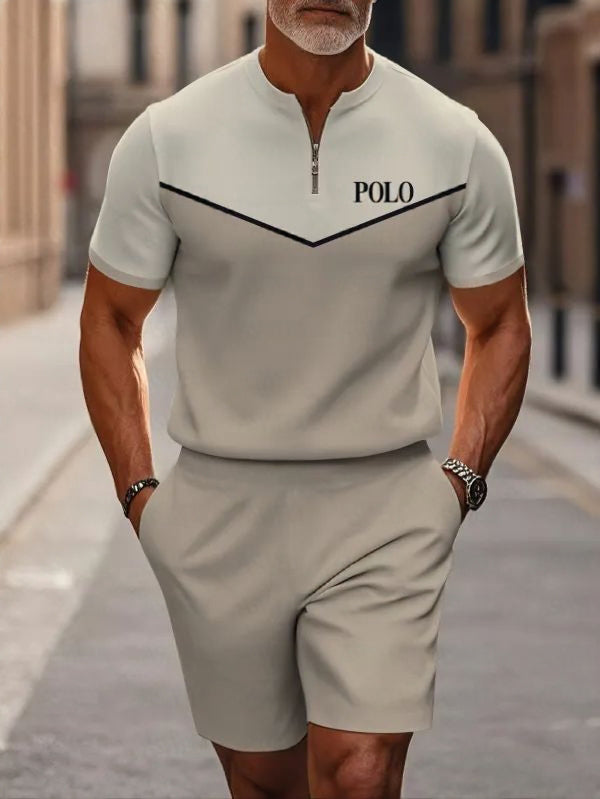 Short Sleeve Zipper Two-piece Set - DUVAL