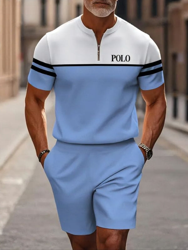 Short Sleeve Zipper Two-piece Set - DUVAL