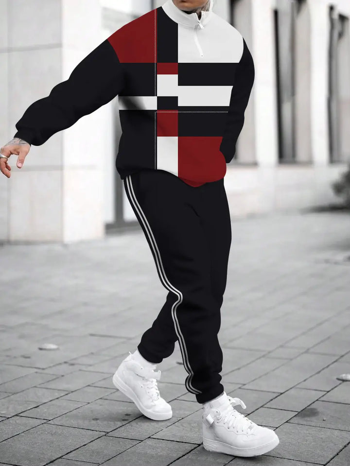 Relaxed Zipper Long Sleeve Two Piece Set - DUVAL