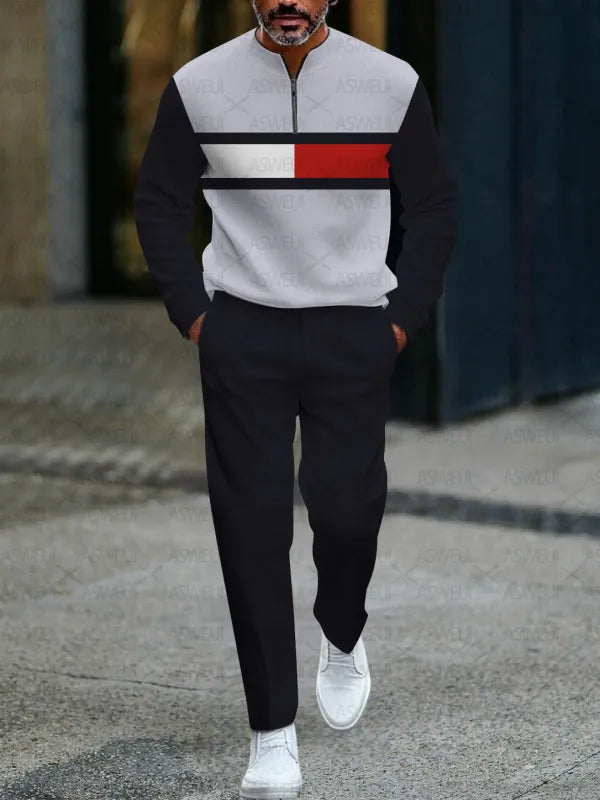 Long Sleeve Zipper Two-piece Set - DUVAL