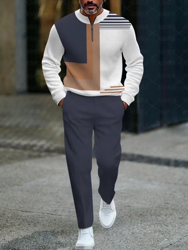 Long Sleeve Zipper Two-piece Set - DUVAL