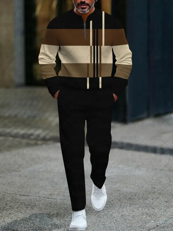Long Sleeve Zipper Two-piece Set - DUVAL