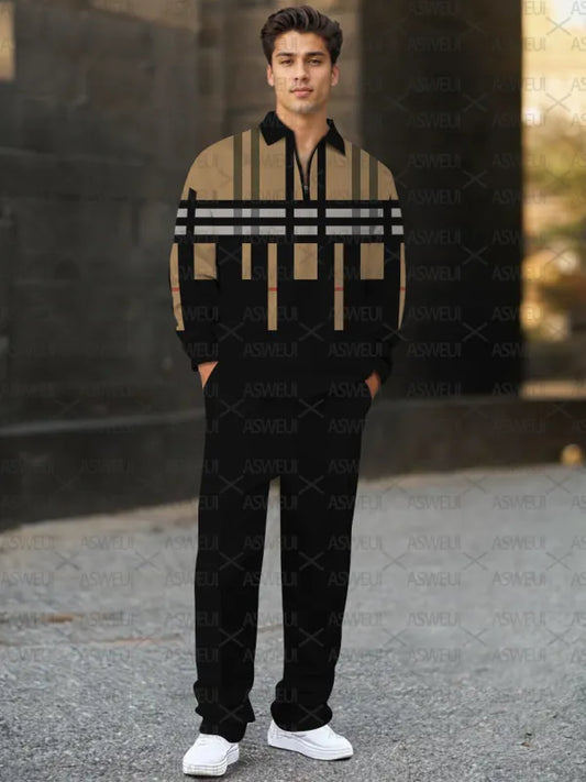 Long Sleeve Zipper Two-piece Set