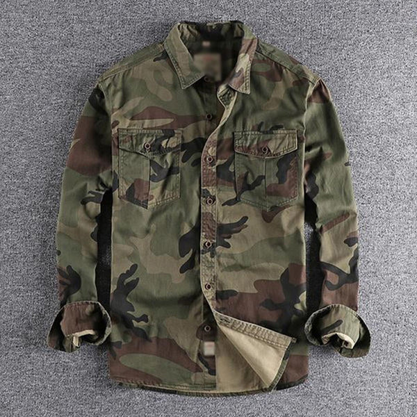 WASHED CAMO CARGO SHIRT