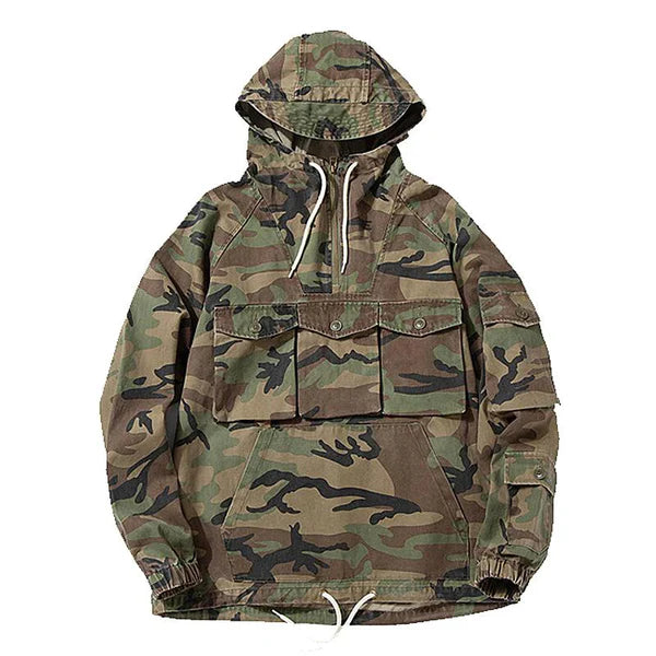 Outdoor Multi-Pocket Camo Pullover Hoodie 08280113X